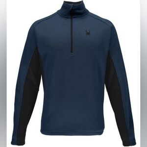 Spyder Men's Outbound Half Zip Stryke Fleece Sweater In Union Blue And Polar